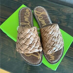 Sam Edelman Brown Woven Slide Sandals